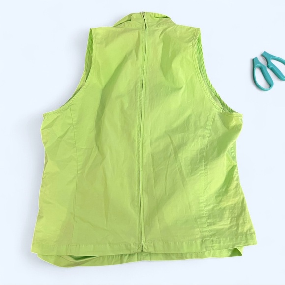 Y2K Green Ruched Blouse by A.M.I. Size Large Back Full Zip 2000s Club Top - Picture 3 of 6